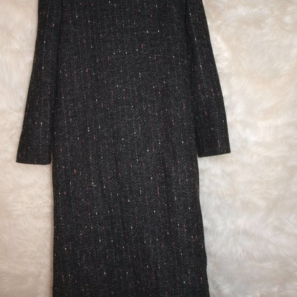Long Black Dress Coat with Painted Print BY NEW YORK GIRL - Picture 2 of 4